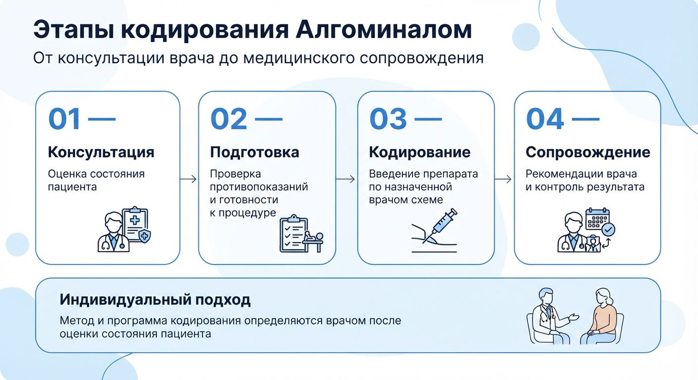 Кодирование препаратом «Алгоминал» в Звенигороде инфографика